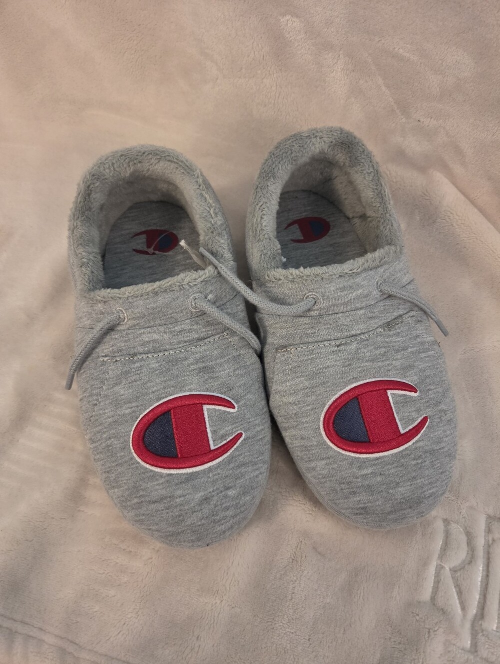 Champion Gray Logo Slip-On One-Piece Slippers